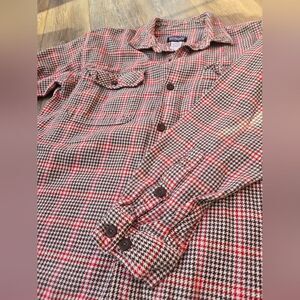Patagonia Red and Black Houndstooth Button Down Shirt